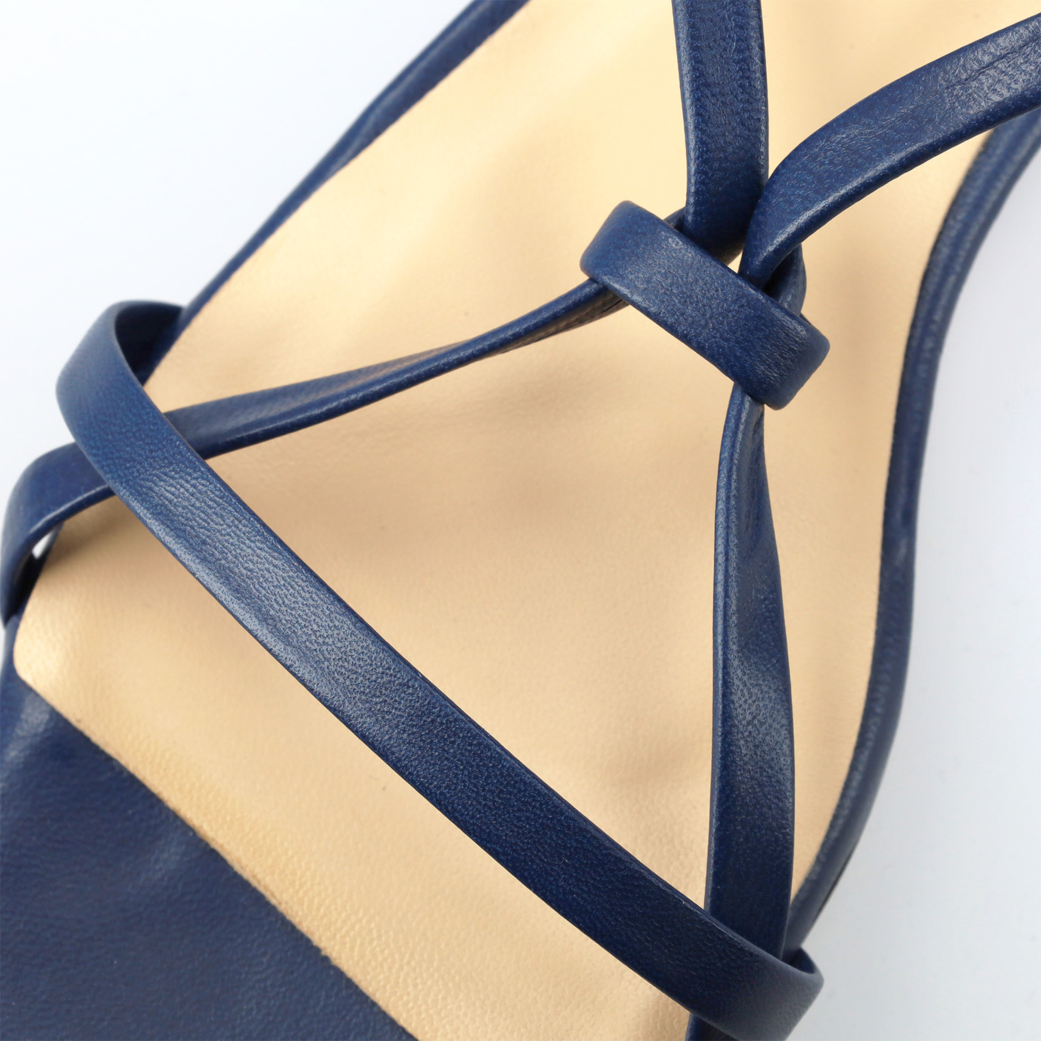 Flat navy leather sandals 