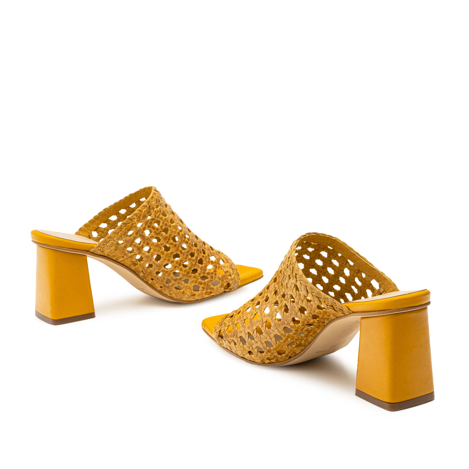 Braided Mules in Mustard Leather 