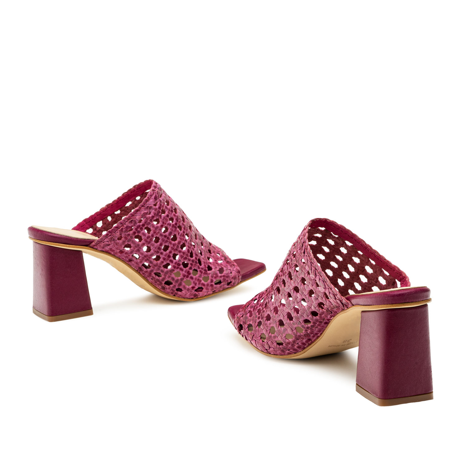 Braided Mules in Raspberry Leather 