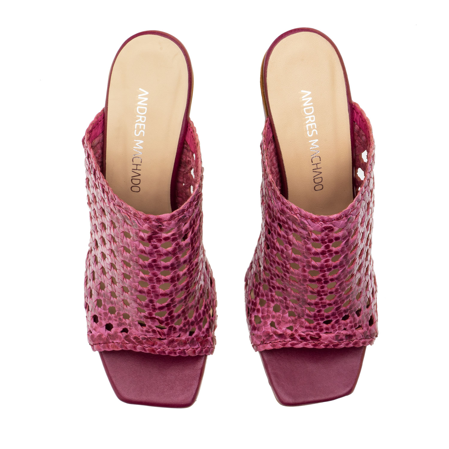 Braided Mules in Raspberry Leather 