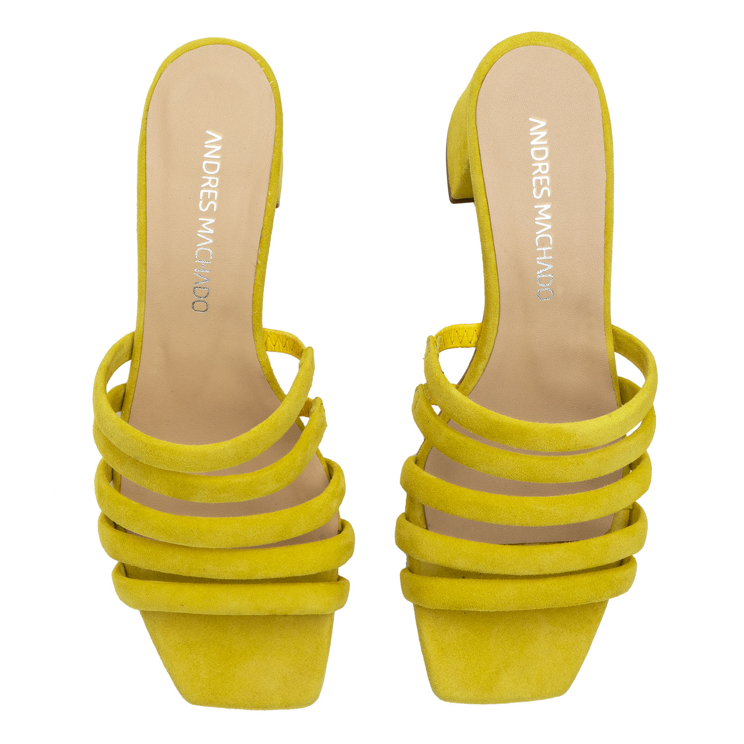 Strappy Mules in Yellow Leather 