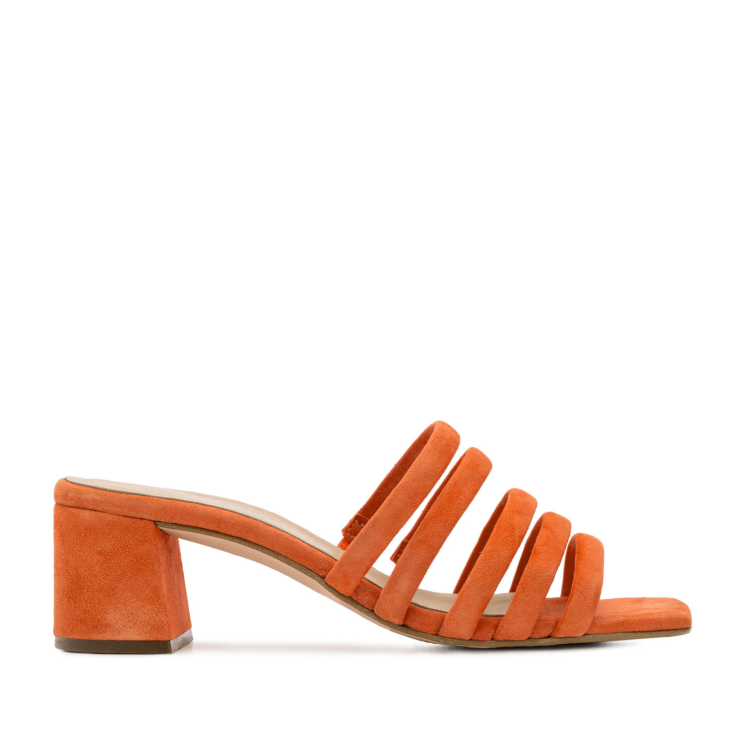 Strappy Mules in Orange Leather 