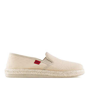 Mythical Beige Canvas Slip-on Shoes with Rubber and Jute Sole