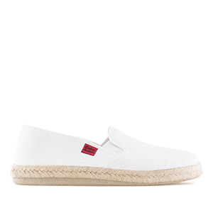 Mythical White Canvas Slip-On Shoes with Rubber and Jute Sole